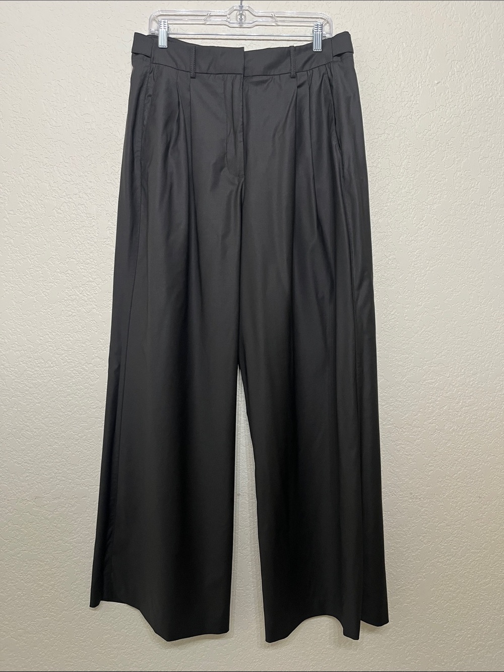 Zara Women’s XL Wide-Leg Chocolate Brown Trousers with Pleats